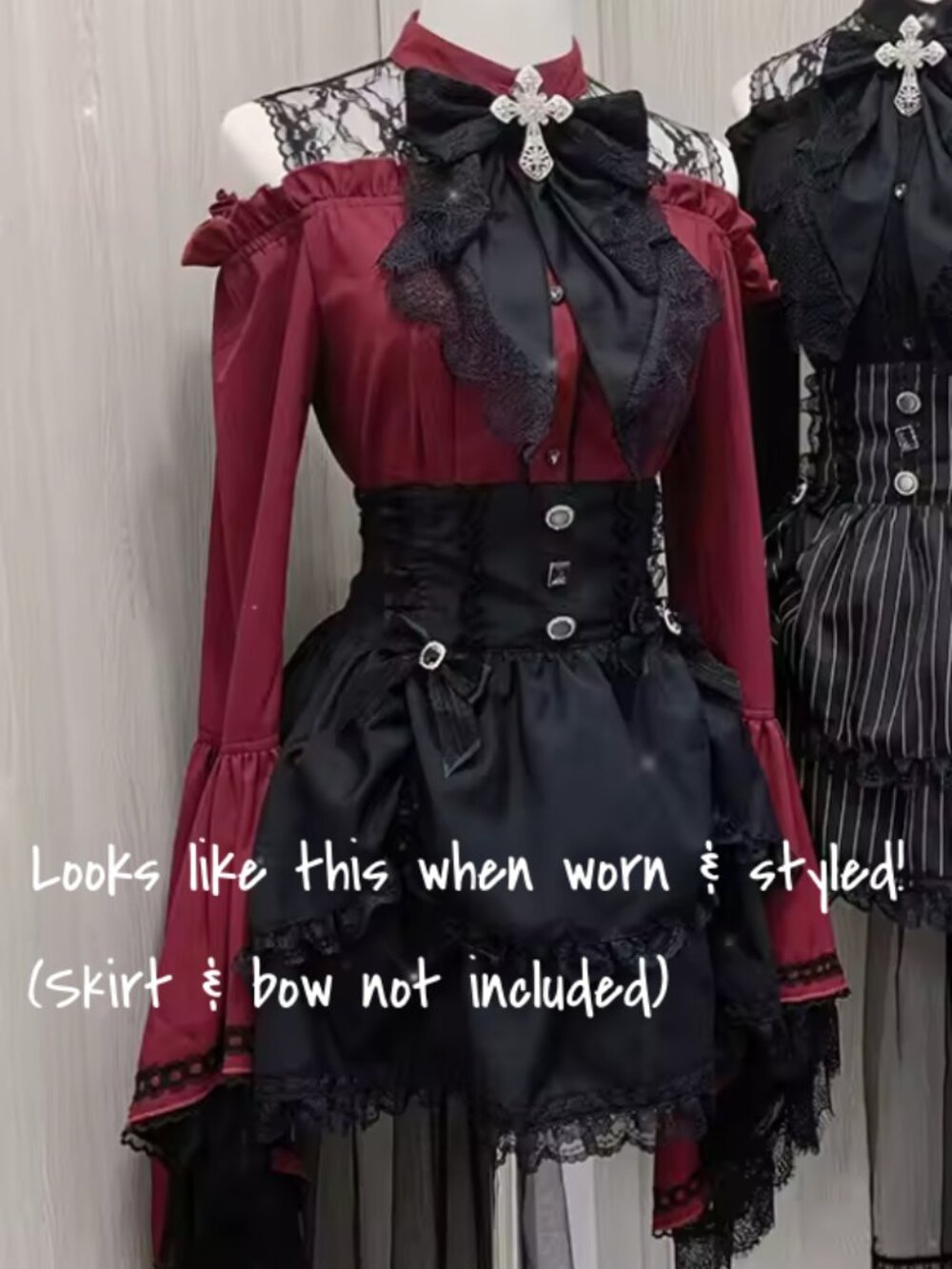 Red Jirai Kei Lolita Blouse